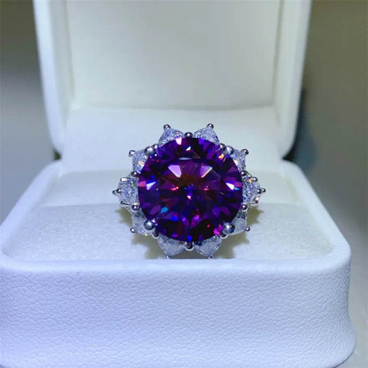 10 Carat Moissanite 925 Sterling Silver Flower Shape Ring - Tredona LLC