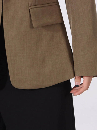 Contrast Lapel Collar Long Sleeve Blazer - Tredona LLC