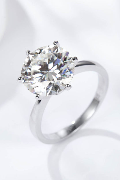Platinum-Plated 5 Carat Moissanite Solitaire Ring - Tredona LLC
