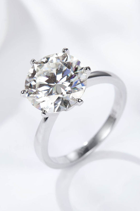 Platinum-Plated 5 Carat Moissanite Solitaire Ring - Tredona LLC