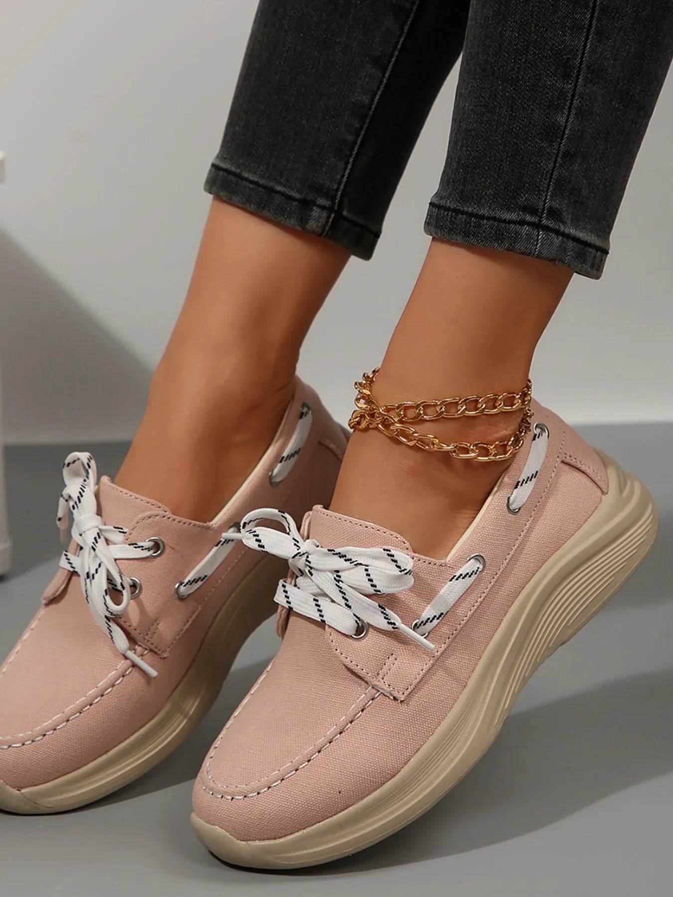 Lace Up Round Toe Sneakers - Tredona LLC