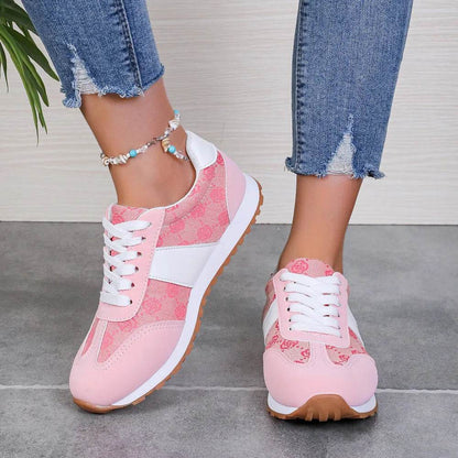 Contrast Round Toe Flat Sneakers - Tredona LLC
