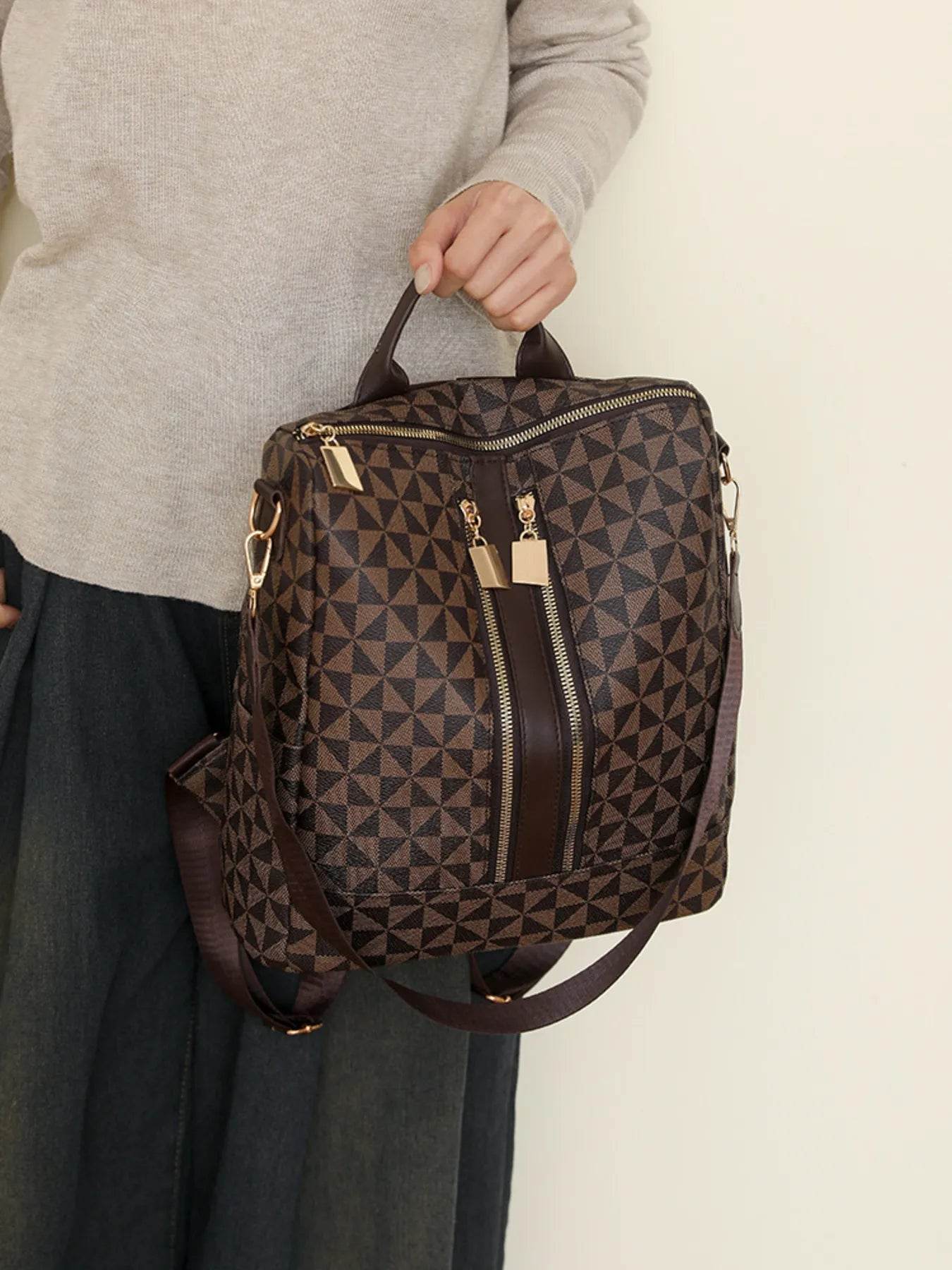Geometric Pattern Backpack Bag - Tredona LLC