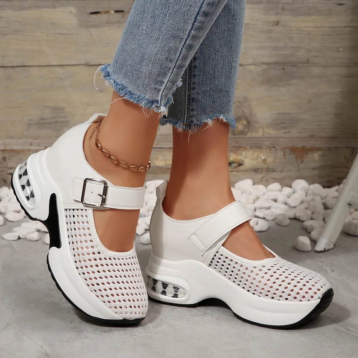 Breathable Mesh Platform Sneakers - Tredona LLC