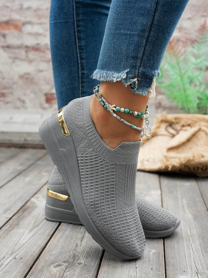 Round Toe Wedge Sneakers - Tredona LLC