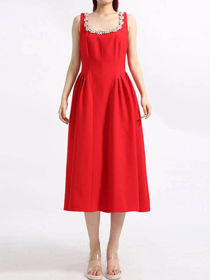 Flower Scoop Neck Sleeveless Dress - Tredona LLC