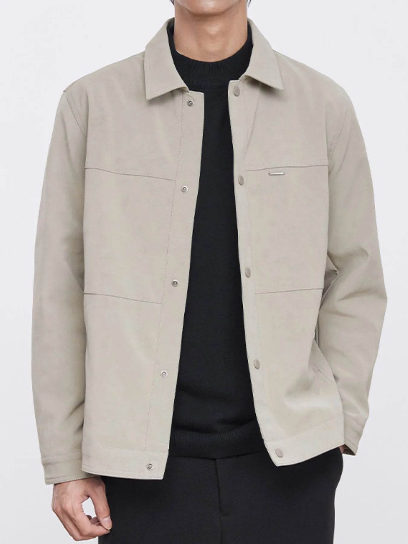Men's Plus Size Button Up Long Sleeve Jacket - Tredona LLC