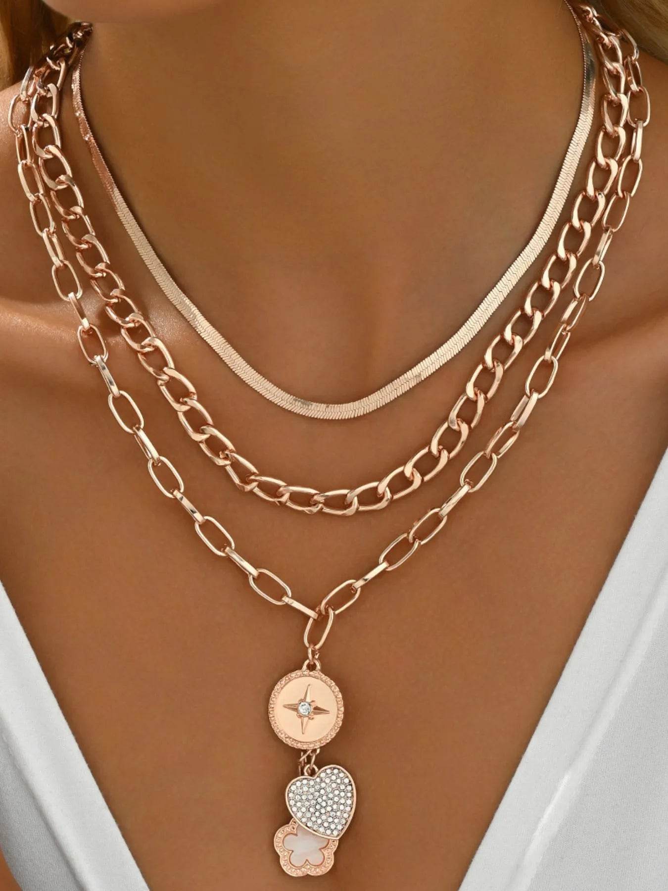 Stainless Steel Layered Necklace - Tredona LLC