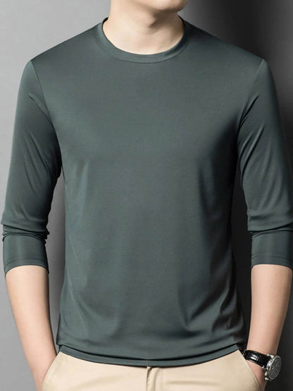 Men's Plus Size Round Neck Long Sleeve T-Shirt - Tredona LLC