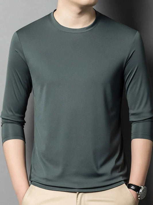 Men's Plus Size Round Neck Long Sleeve T-Shirt - Tredona LLC