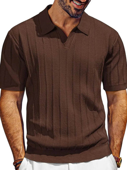 Men's Full Size Textured Collared Neck Short Sleeve Polo Plus Size - Tredona LLC