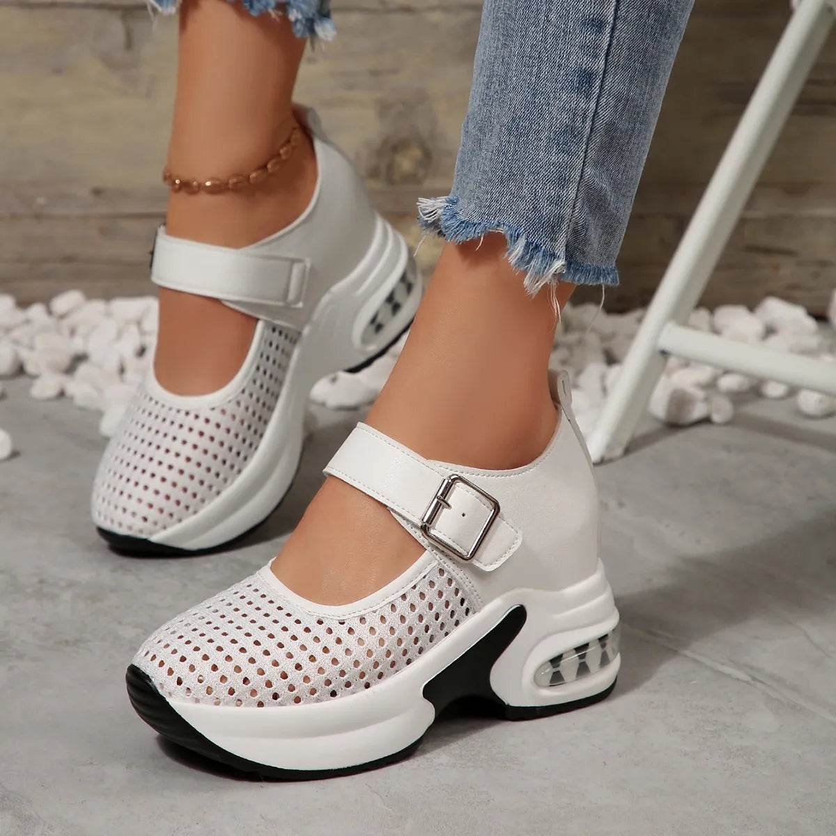 Breathable Mesh Platform Sneakers - Tredona LLC