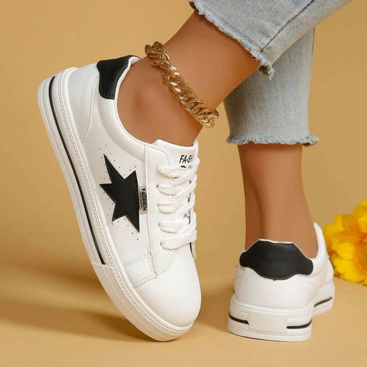 Star Round Toe Lace Up Sneakers - Tredona LLC