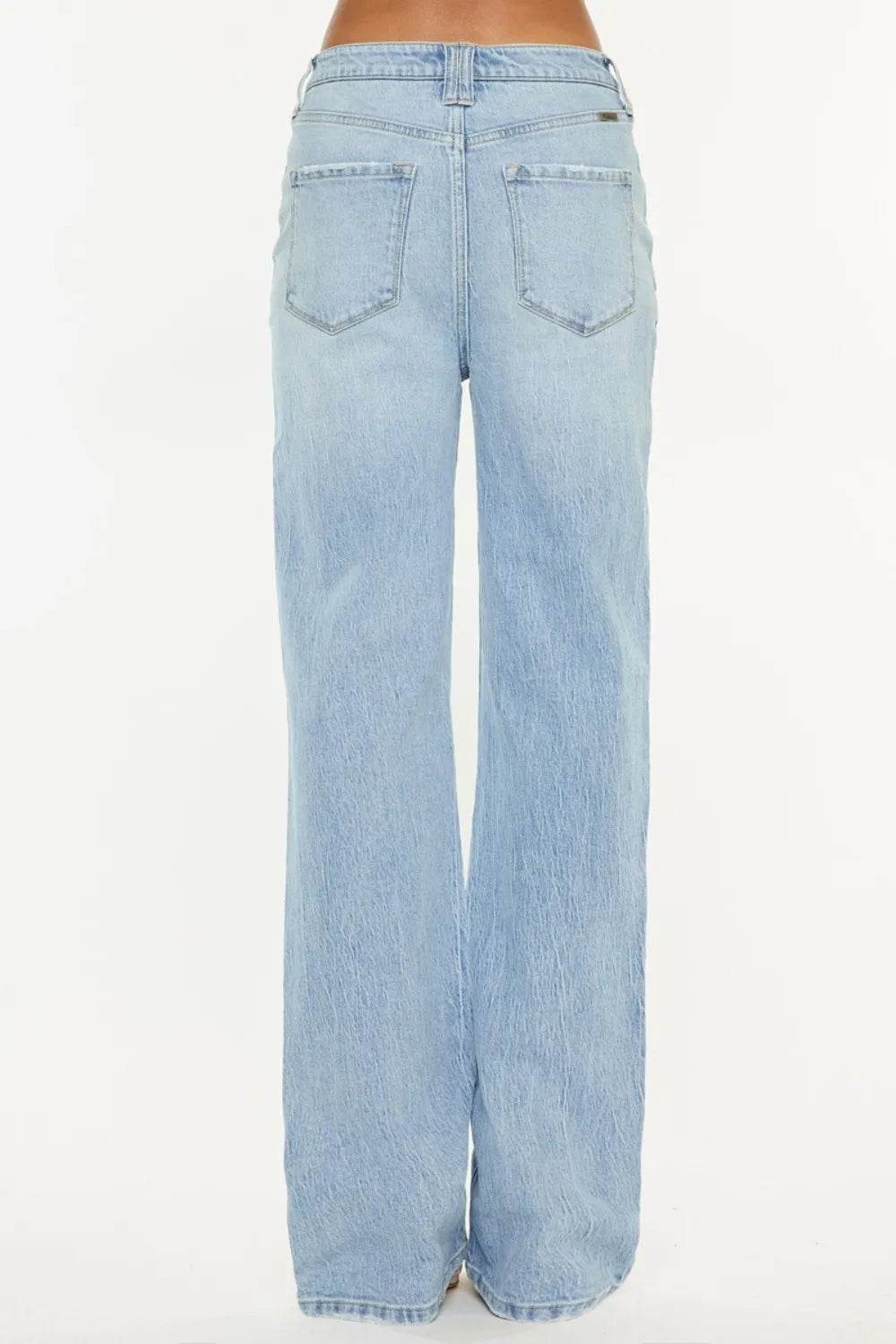 Kancan Distressed High Waist Straight Jeans - Tredona LLC