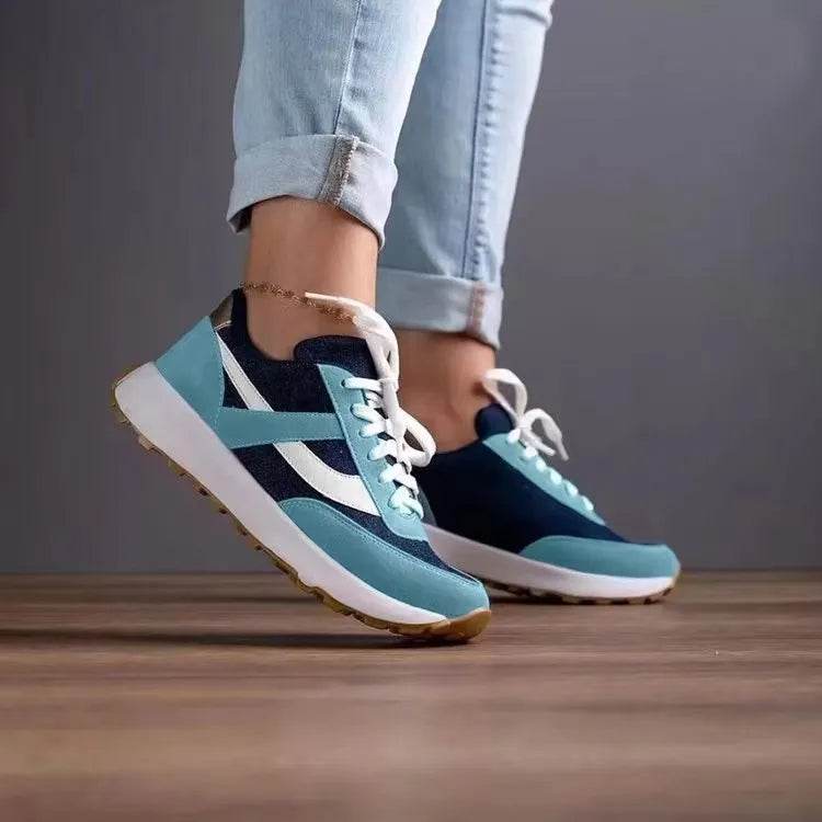 Mesh Contrast Round Toe Sneakers - Tredona LLC