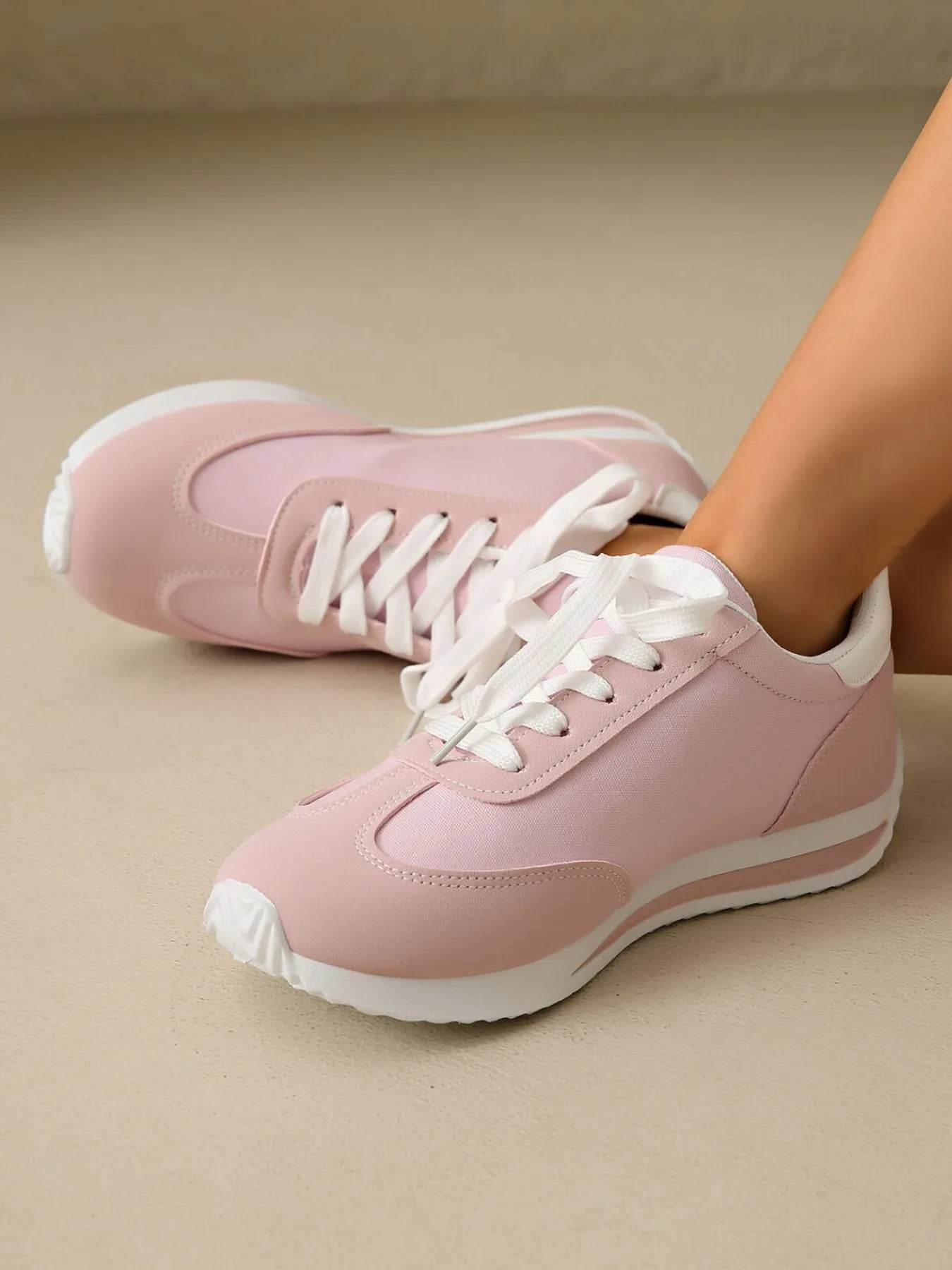 Round Toe Lace Up Sneakers - Tredona LLC