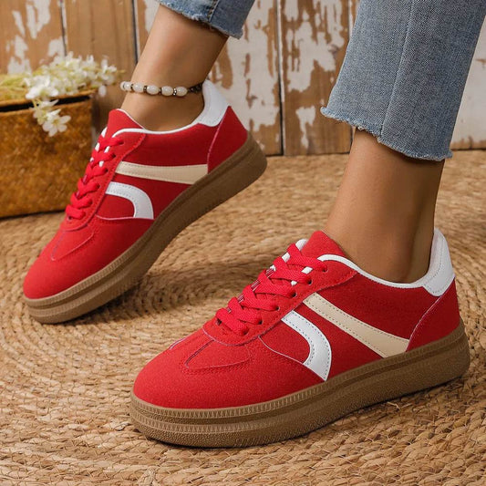 Lace Up Round Toe Contrast Sneakers - Tredona LLC