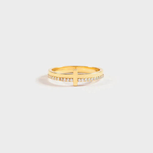 Zircon 925 Sterling Silver Cross Ring - Tredona LLC
