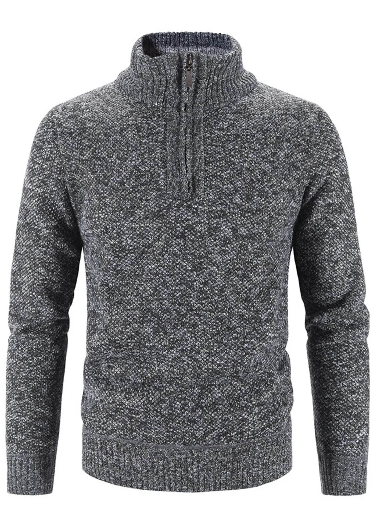 Men's Plus Size Quarter Zip Long Sleeve Sweater - Tredona LLC