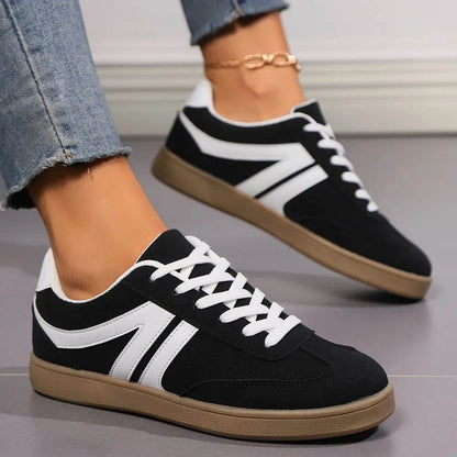 Lace Up Round Toe Flat Sneakers - Tredona LLC