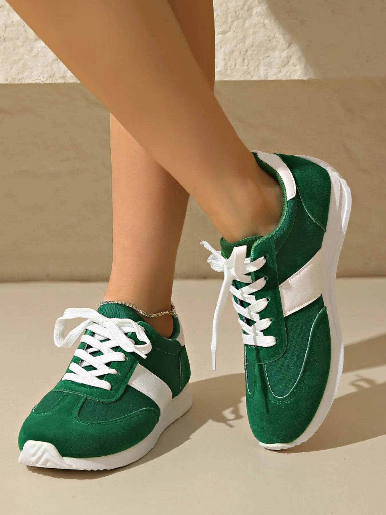 Round Toe Lace Up Sneakers - Tredona LLC