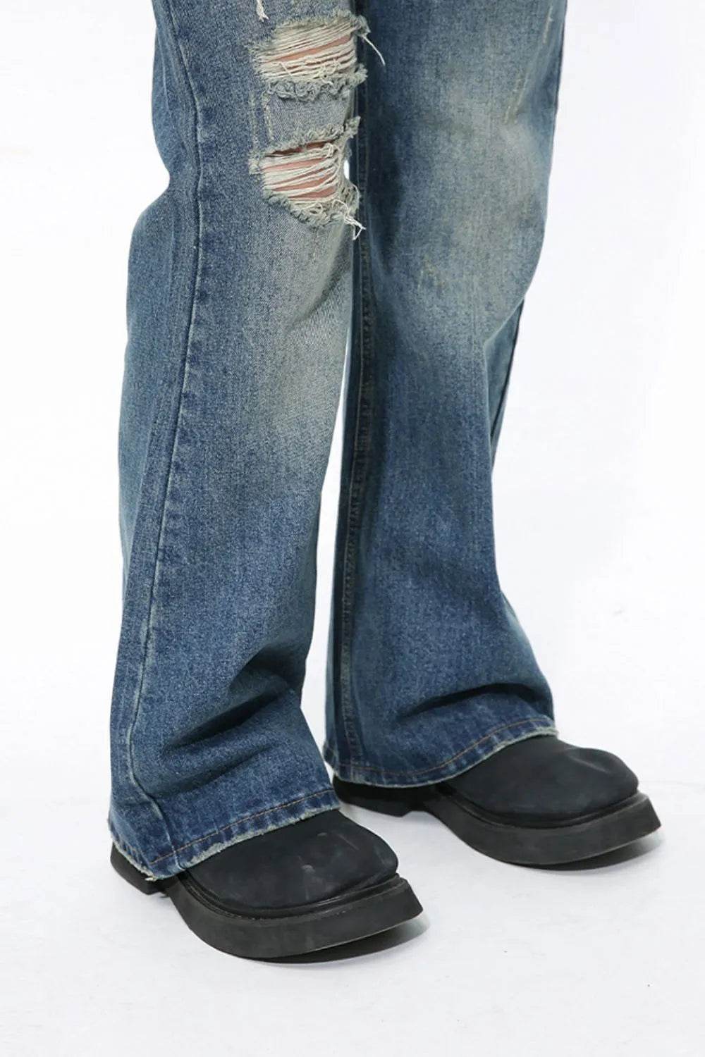 Men's Distressed Bootcut Jeans - Tredona LLC