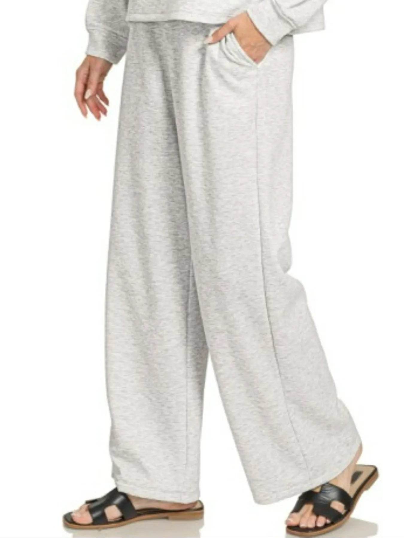Zenana Scuba Crewneck Sweatshirt and Pants Set - Tredona LLC