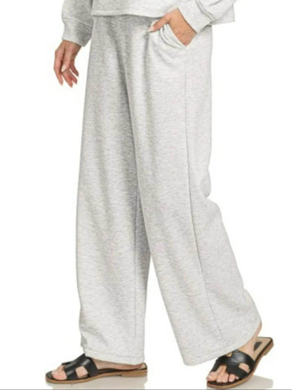Zenana Scuba Crewneck Sweatshirt and Pants Set - Tredona LLC