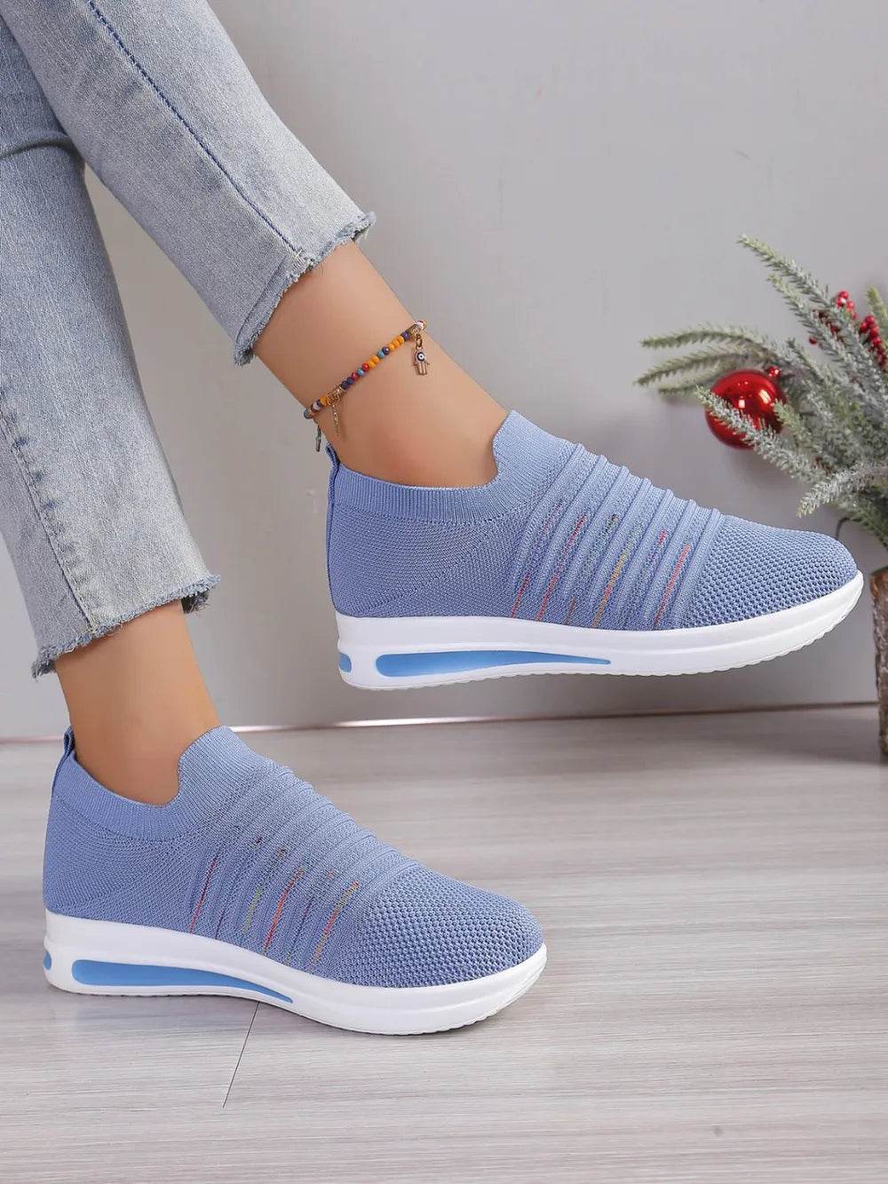 Breathable Mesh Wedge Sneakers - Tredona LLC