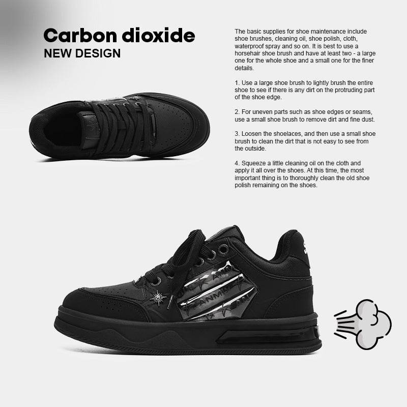 Couple's Black All-match National Fashion Platform Star Pattern Sneakers - Tredona LLC