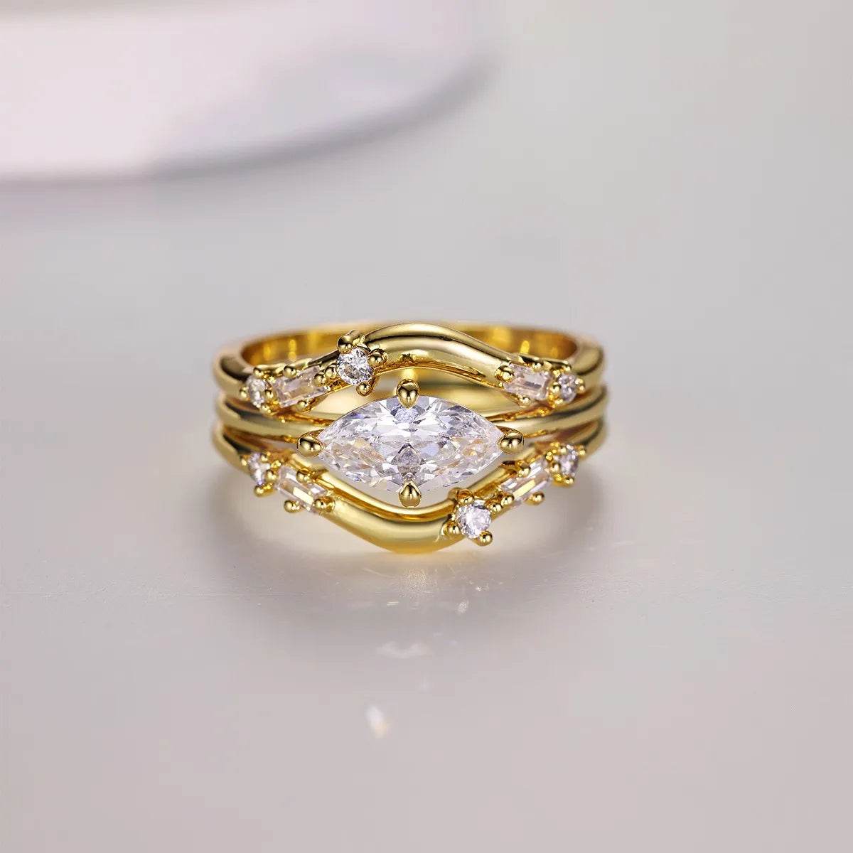 1 Carat Moissanite 925 Sterling Silver 3pcs Ring Set - Tredona LLC