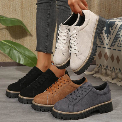 Lace Up Round Toe Platform Sneakers - Tredona LLC
