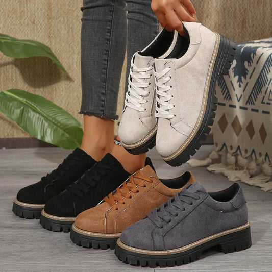 Lace Up Round Toe Platform Sneakers - Tredona LLC