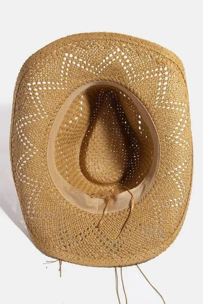 Fame Mixed Beaded Strap Western Fedora Straw Hat - Tredona LLC