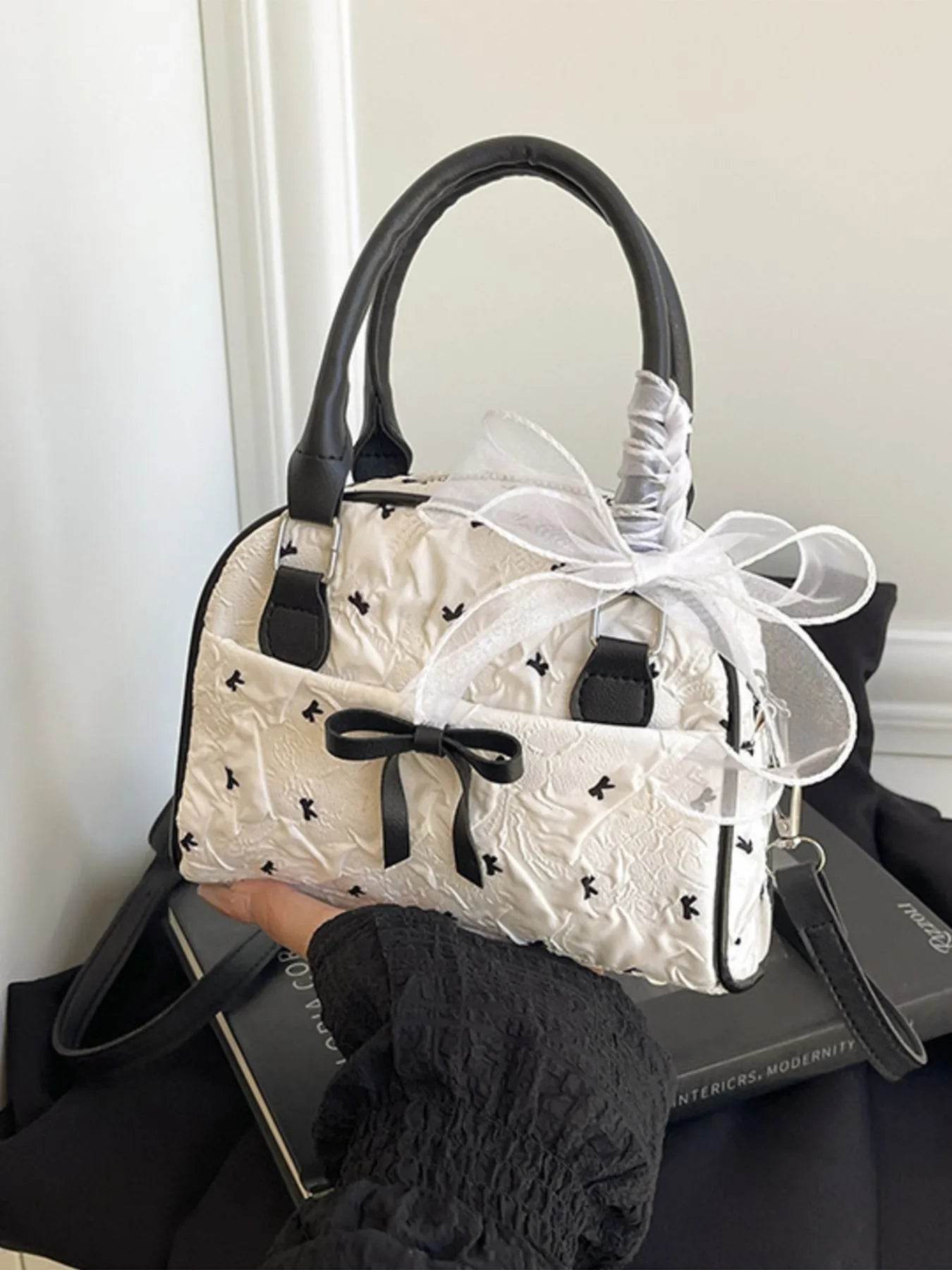 Ruched Bow Crossbody Bag - Tredona LLC