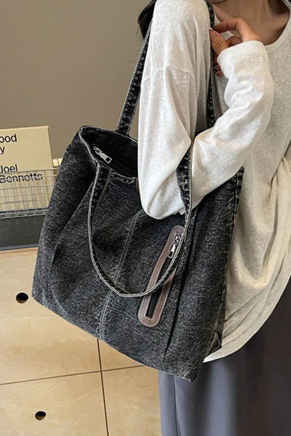 Medium Denim Tote Bag - Tredona LLC