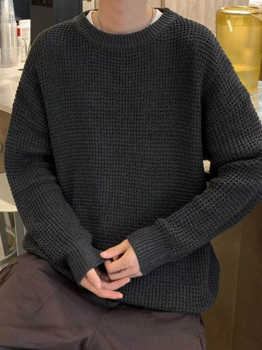 Men's Plus Size Round Neck Long Sleeve Sweater - Tredona LLC