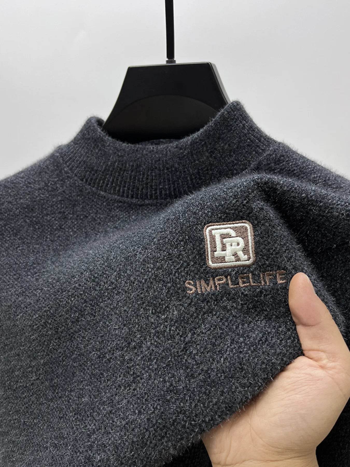 Men's Plus Size Ribbed Hem Long Sleeve Sweater - Tredona LLC
