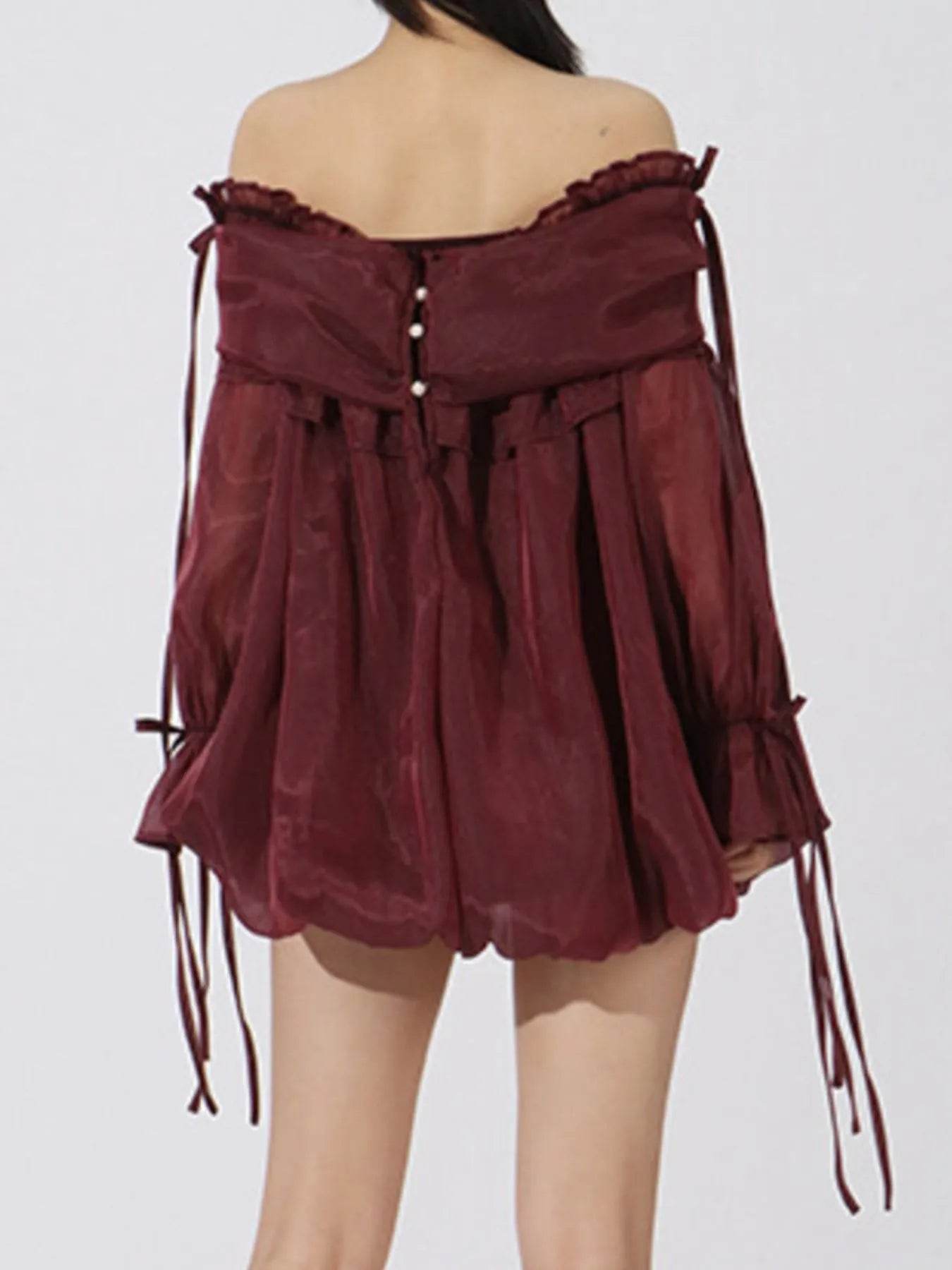 Ruffled Off-Shoulder Flounce Sleeve Blouse - Tredona LLC