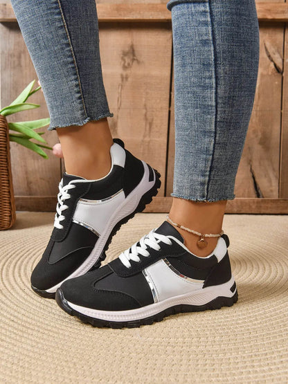 Contrast Lace Up Sneakers - Tredona LLC