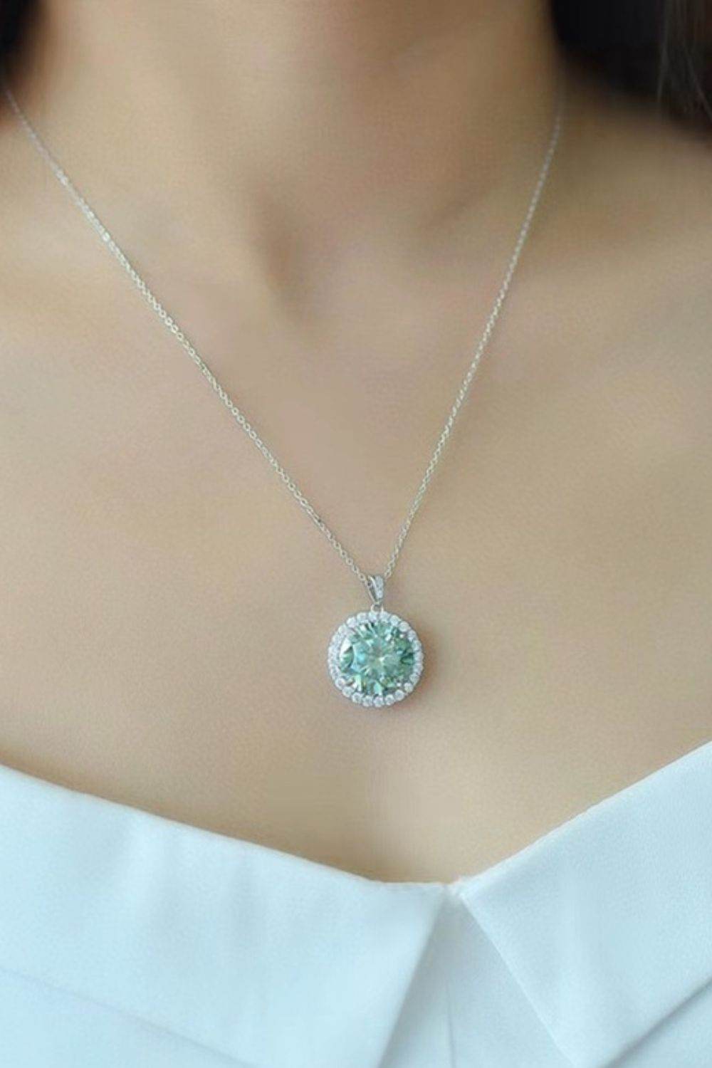 10 Carat Moissanite Pendant Platinum-Plated Necklace - Tredona LLC