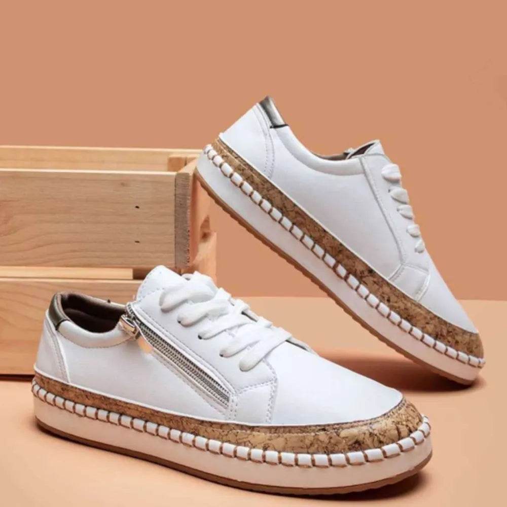 PU Leather Round Toe Flats Sneakers - Tredona LLC