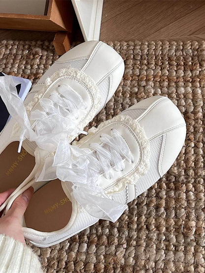 Round Toe Lace Up Sneakers - Tredona LLC