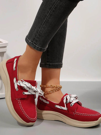 Lace Up Round Toe Sneakers - Tredona LLC