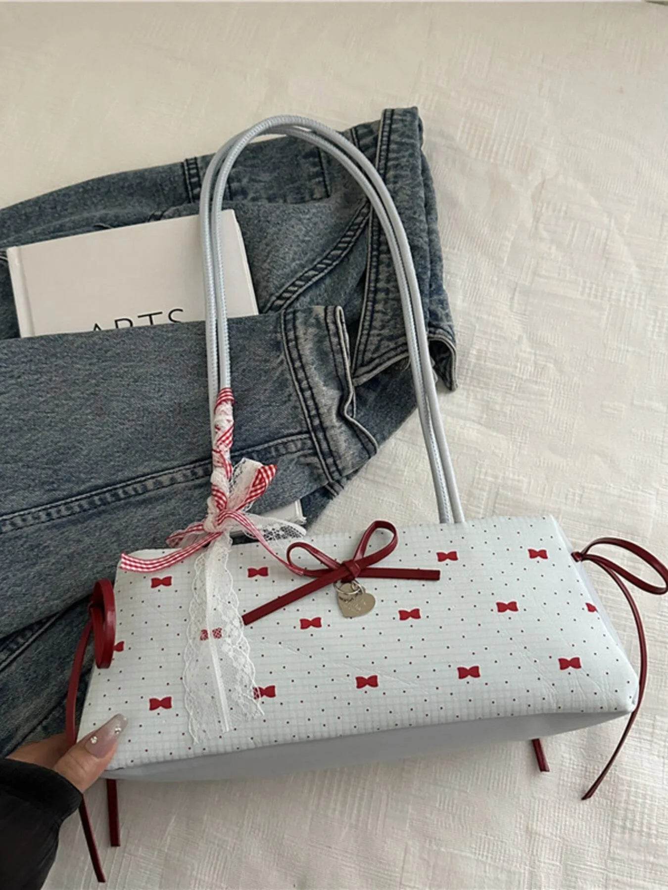 Bow Print Shoulder Bag - Tredona LLC