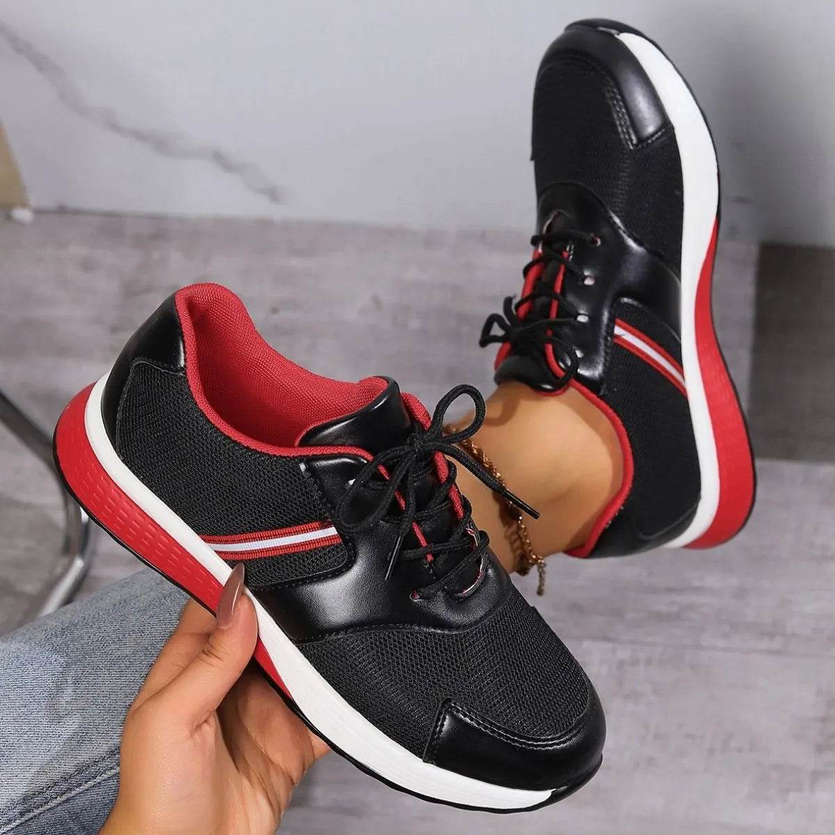 Round Toe Platform Sneakers - Tredona LLC