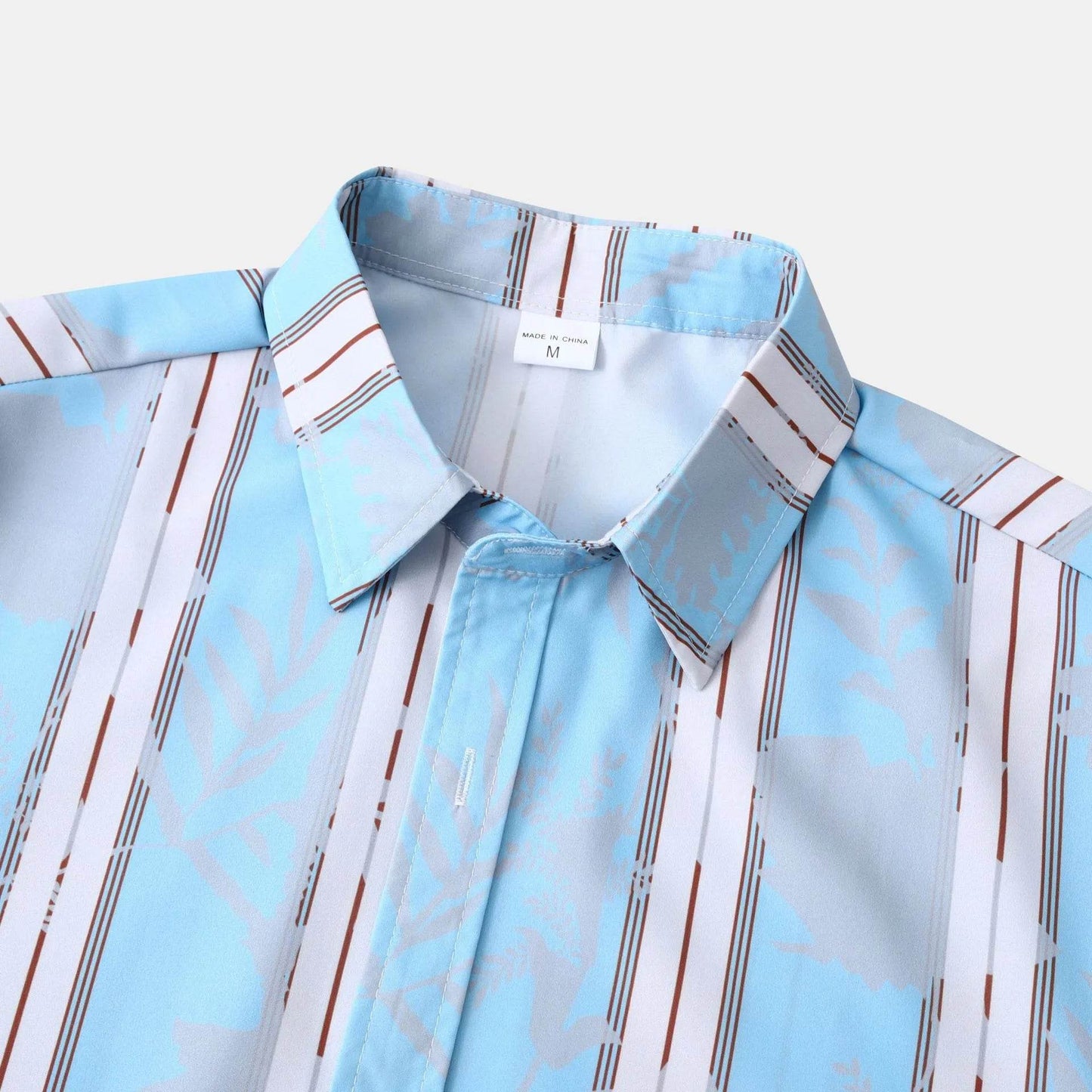 Men's Plus Size Casual Striped Short Sleeve Button-Up Shirt - Tredona LLC