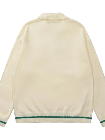 Men's Striped Contrast Long Sleeve Sweater - Tredona LLC