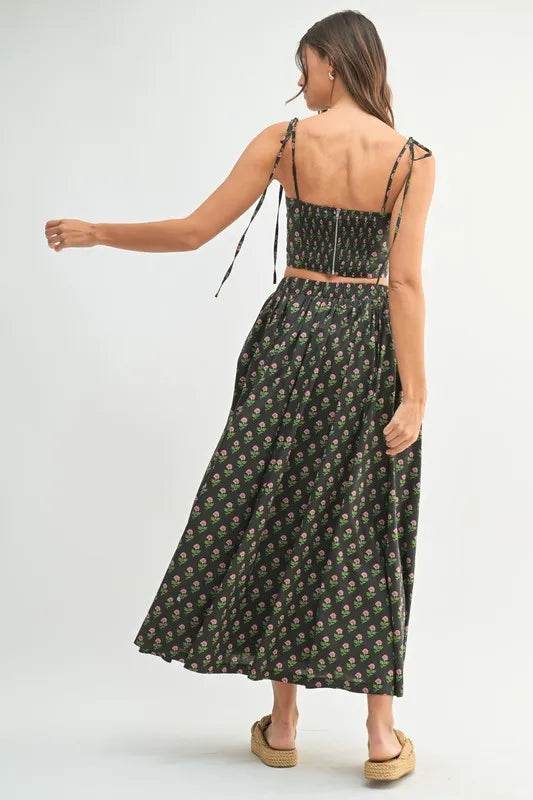 MABLE Floral Crop Top and Skirt Set - Tredona LLC