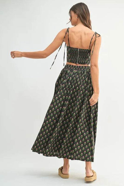 MABLE Floral Crop Top and Skirt Set - Tredona LLC